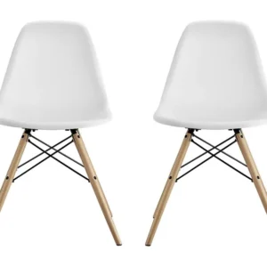 Mid Century | Stoel Wit Plastic en Houten Poten, 2 Pak Dorel Home