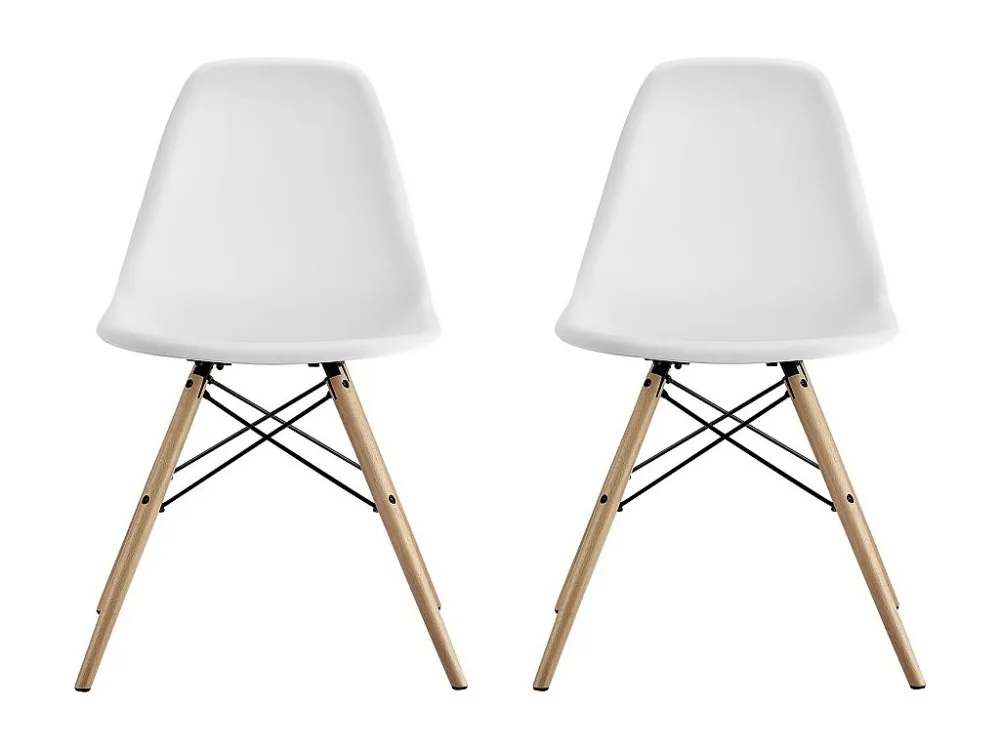 Mid Century | Stoel Wit Plastic en Houten Poten, 2 Pak Dorel Home