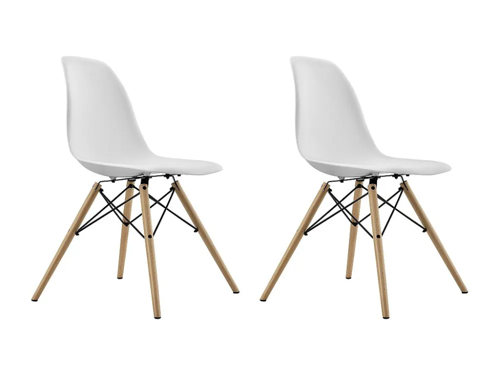 Mid Century | Stoel Wit Plastic en Houten Poten, 2 Pak Dorel Home