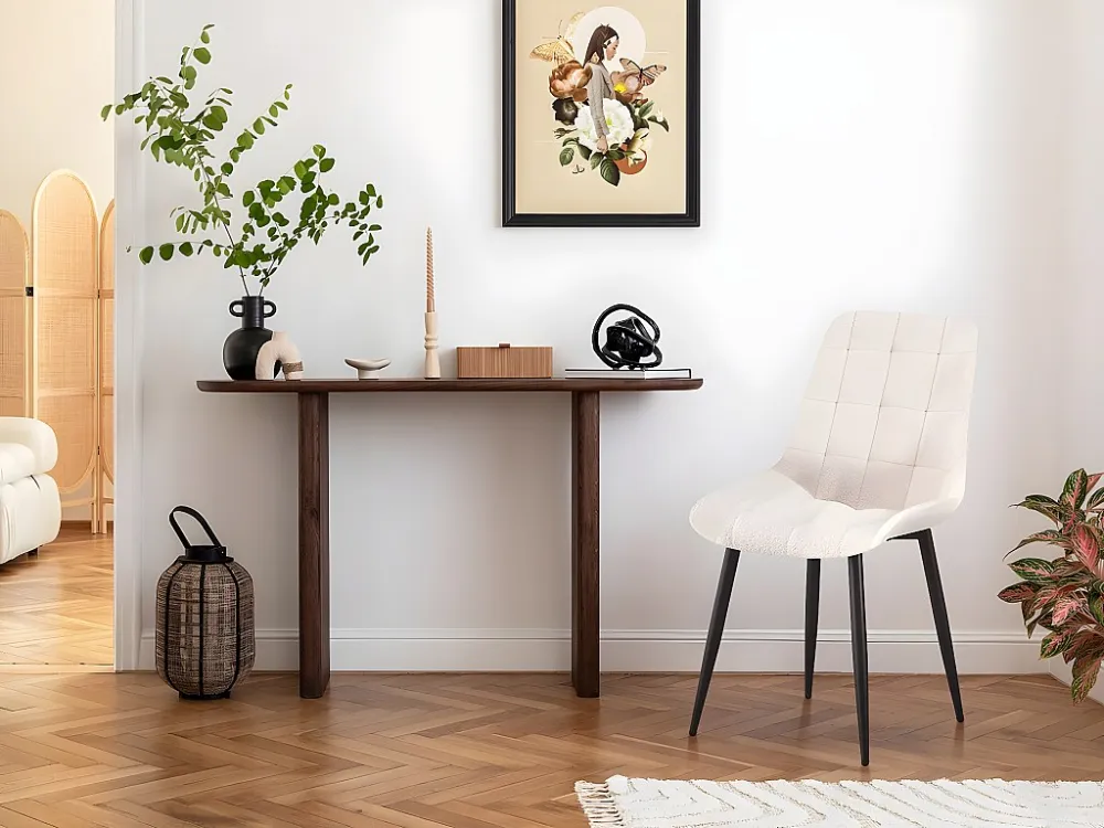 Set van 2 beige fluwelen "Victoria" eetkamerstoelen Habitat et jardin