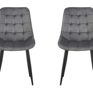 Set van 2 grijze fluwelen stoelen "Victoria" voor de eetkamer Habitat et jardin