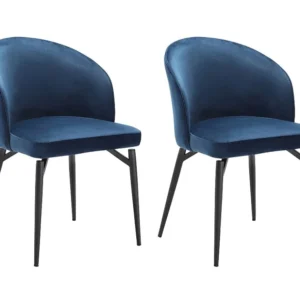 Set van 2 stoelen van velours en zwart metaal - Blauw - GILONA Maison Céphy