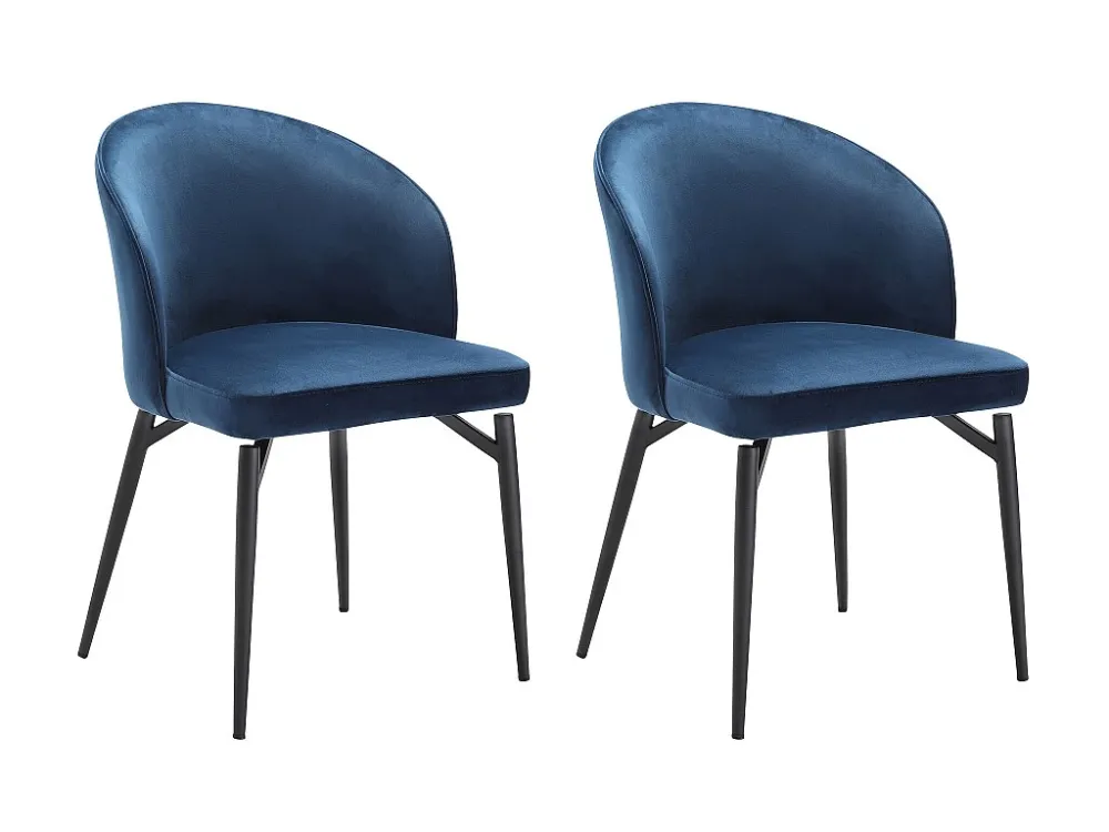 Set van 2 stoelen van velours en zwart metaal - Blauw - GILONA Maison Céphy