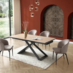 Set van 2 stoelen van velours en zwart metaal - Beige - GILONA Maison Céphy