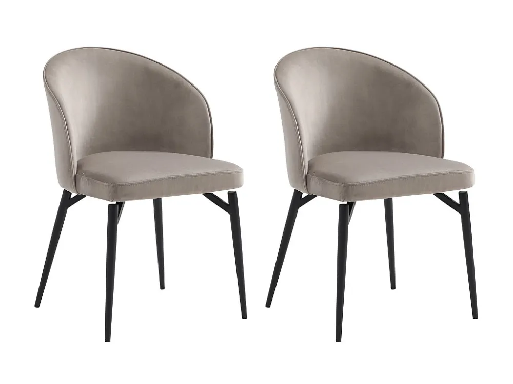 Set van 2 stoelen van velours en zwart metaal - Beige - GILONA Maison Céphy