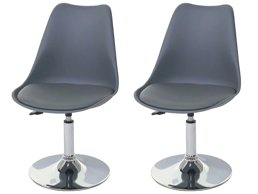 Vaasa T501 eetkamerstoel (set van 2), donkergrijs, voet chroom MCW