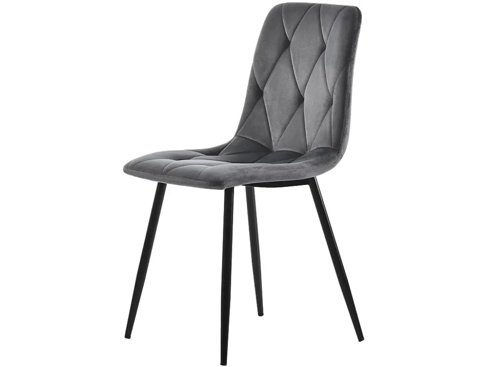 Set van 4 eetkamerstoelen - woonkamerstoelen met rugleuning - fluwelen zitting en metalen poten - grijs Merax