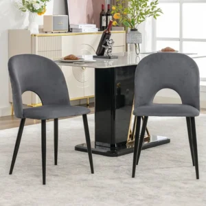 Set van 2 fluwelen stoelen - verstelbare metalen poten - met rugleuning - grijs Merax
