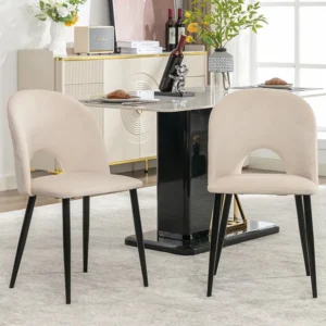 Set van 2 fluwelen stoelen - verstelbare metalen poten - met rugleuning - beige Merax