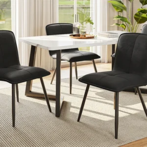 Set van 4 eetkamerstoelen - bekleed met fluweel - Zwart ModernLuxe