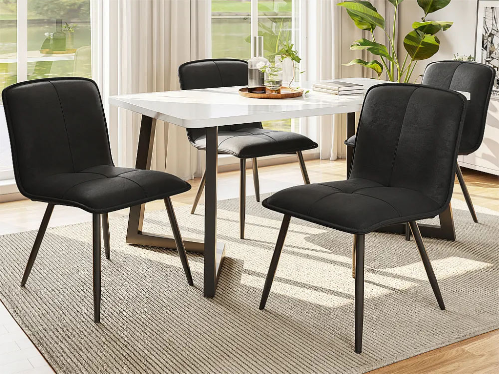 Set van 4 eetkamerstoelen - bekleed met fluweel - Zwart ModernLuxe