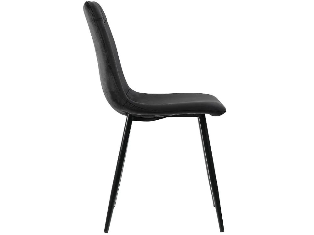 Set van 4 fluwelen eetkamerstoelen - metalen structuur - Zwart ModernLuxe