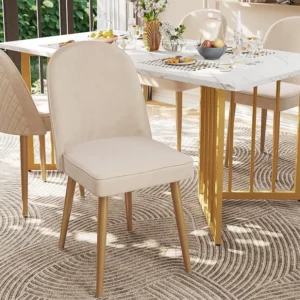 Set van 4 fluwelen stoelen - metalen poten - Beige ModernLuxe
