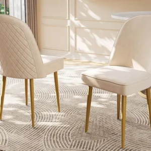 Set van 2 fluwelen stoelen - metalen poten - Beige ModernLuxe