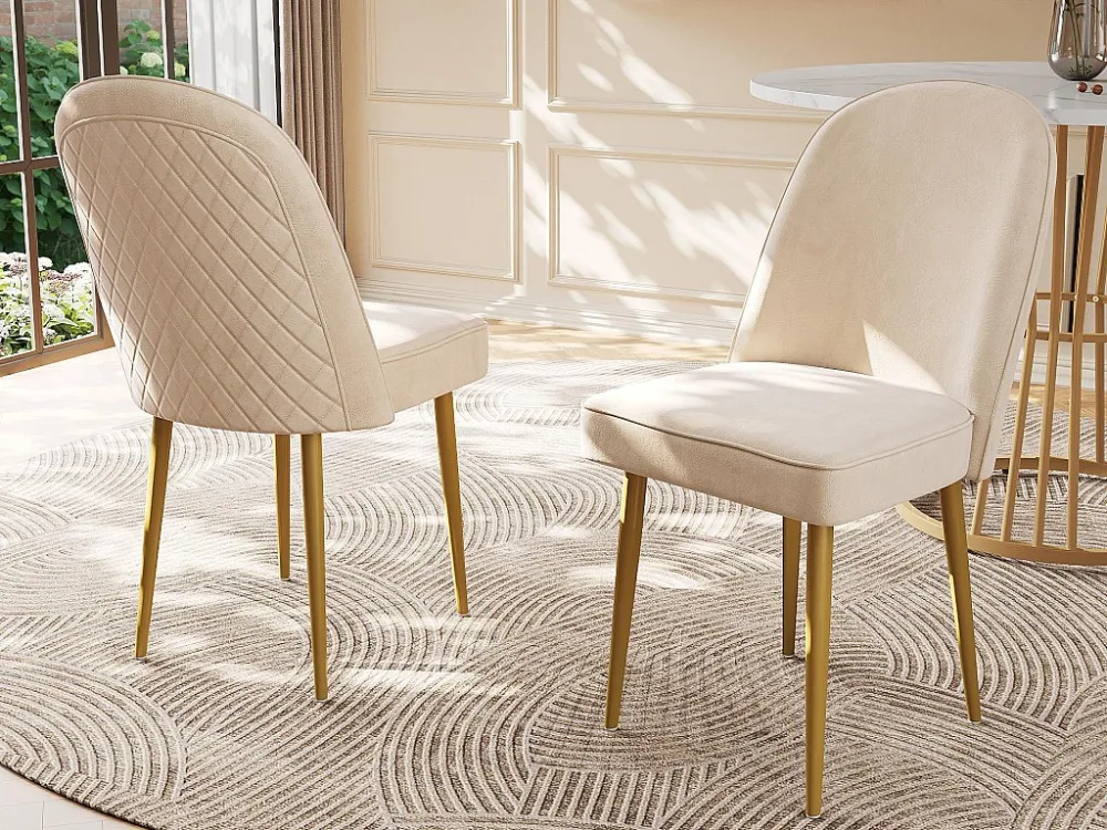 Set van 2 fluwelen stoelen - metalen poten - Beige ModernLuxe