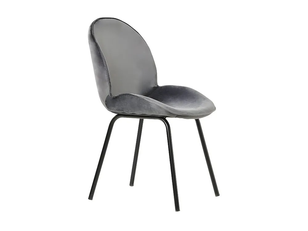 Set van 6 kuipstoelen bekleed met fluweel - metalen structuur - Grijs ModernLuxe