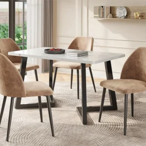 Set van 4 kuipstoelen technische stof - met metalen poten - Bruin ModernLuxe