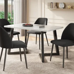 Set van 4 kuipstoelen technische stof - met metalen poten - Zwart ModernLuxe