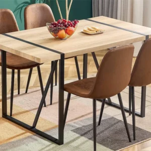 Set van 4 Kunstleren stoelen - zwart stalen poten - Bruin ModernLuxe