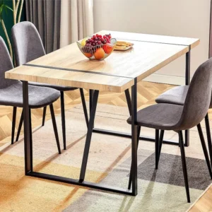Set van 4 Linnen stoelen - zwart stalen poten - Grijs ModernLuxe
