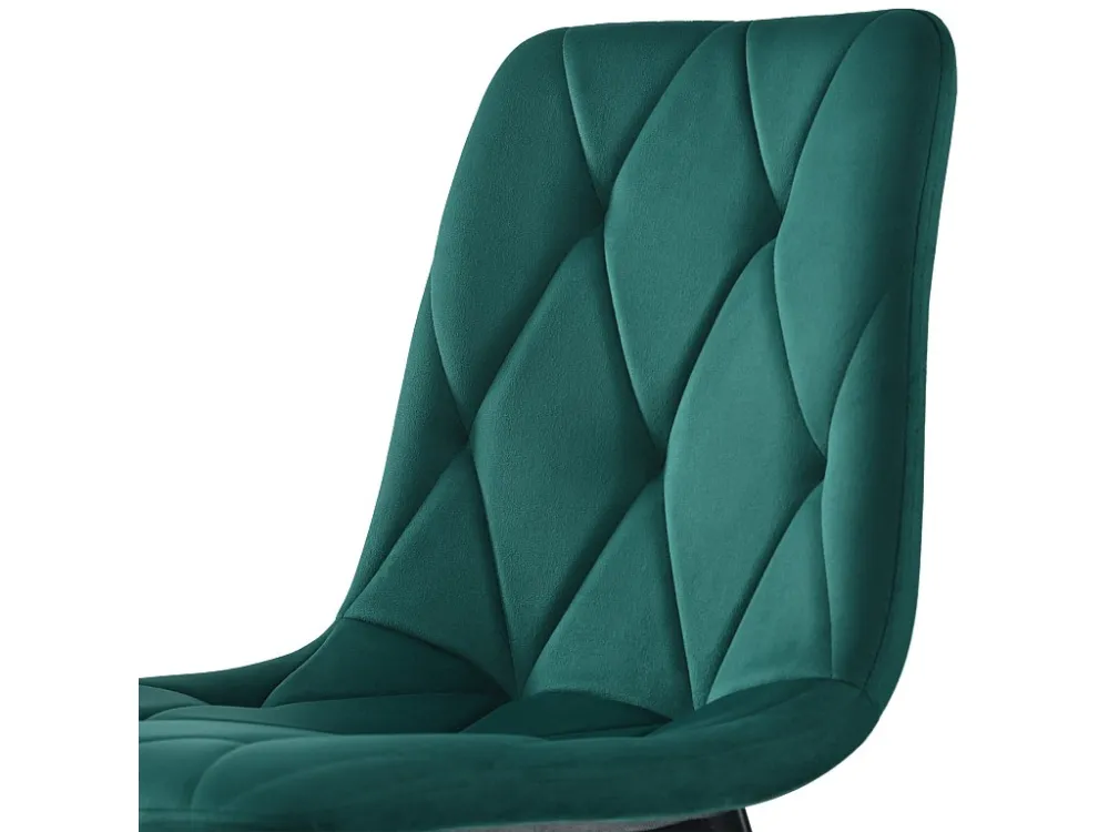 Set van 4 Velvet stoelen - metalen structuur - Ruitpatroon - groen ModernLuxe