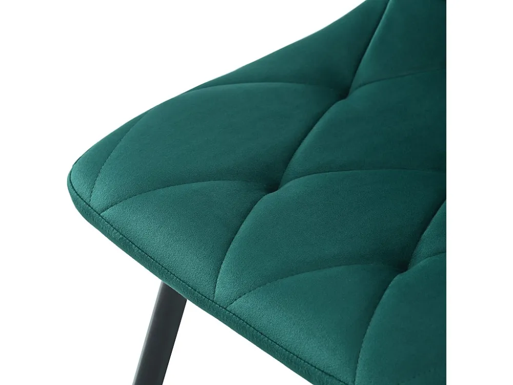 Set van 4 Velvet stoelen - metalen structuur - Ruitpatroon - groen ModernLuxe