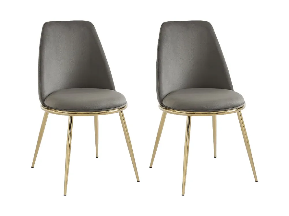 Set van 2 kuipstoelen met art-decostijl van velours en goudkleurig metaal - Grijs - NEBINA PASCAL MORABITO