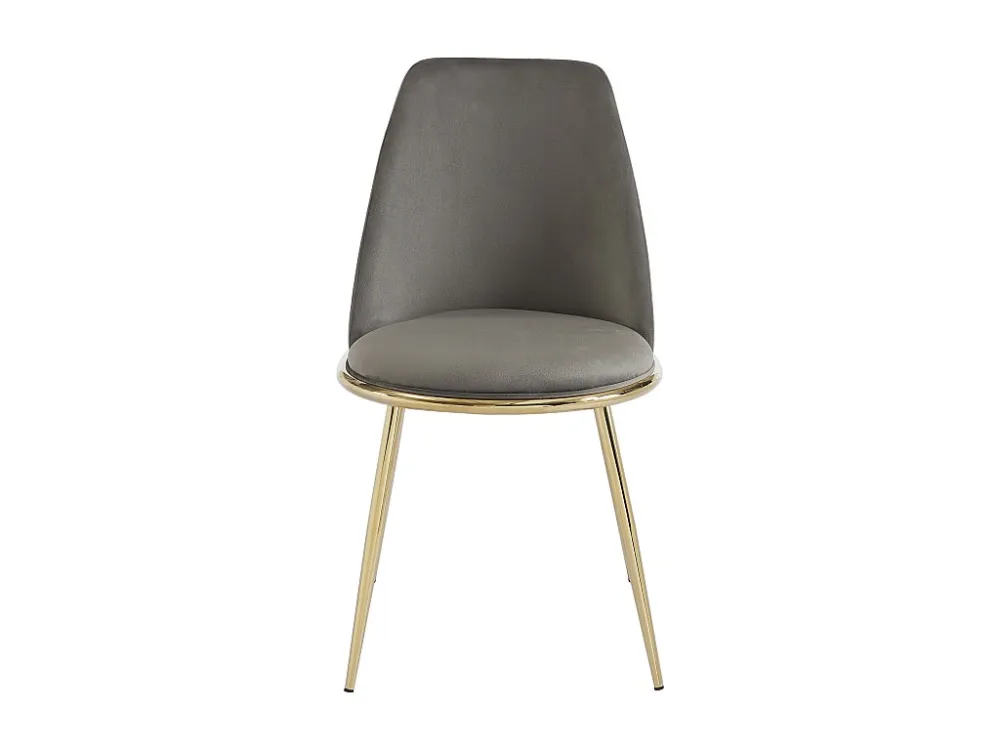 Set van 2 kuipstoelen met art-decostijl van velours en goudkleurig metaal - Grijs - NEBINA PASCAL MORABITO