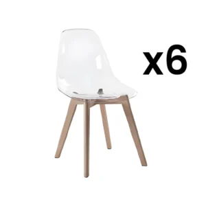 Set 6 stoelen AUDRA - Polycarbonaat en beuk - koop nu