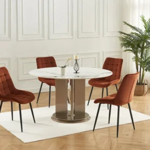 Set van 2 gewatteerde stoelen - Fluweel en metaal - Terracotta - OLLUA