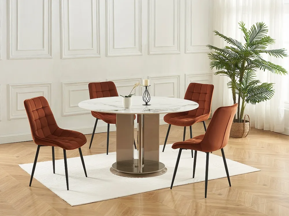 Set van 2 gewatteerde stoelen - Fluweel en metaal - Terracotta - OLLUA
