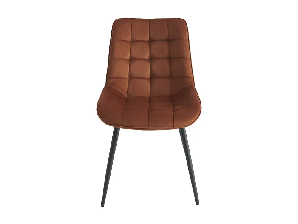 Set van 2 gewatteerde stoelen - Fluweel en metaal - Terracotta - OLLUA