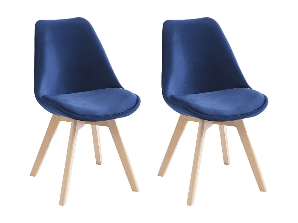 Set van 2 stoelen fluweel en beuken - Blauw - JODY - Koop nu goedkoop online
