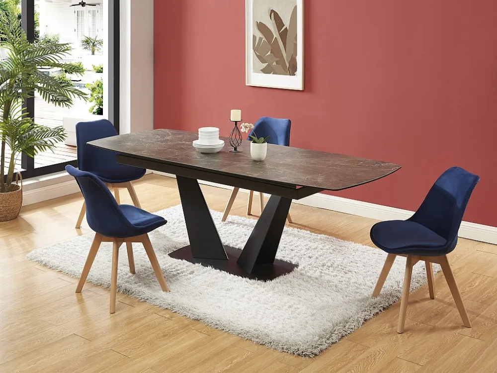 Set van 2 stoelen fluweel en beuken - Blauw - JODY - Koop nu goedkoop online