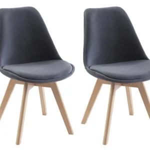 Set van 2 stoelen fluweel en beuken - Grijs - JODY - Koop nu goedkoop online