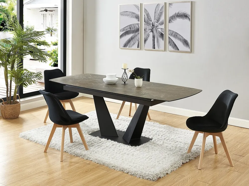 Set van 2 stoelen fluweel en beuken - Zwart - JODY - Koop nu goedkoop online