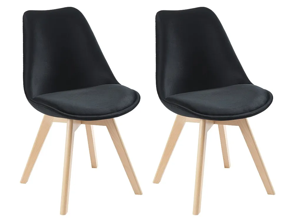 Set van 2 stoelen fluweel en beuken - Zwart - JODY - Koop nu goedkoop online