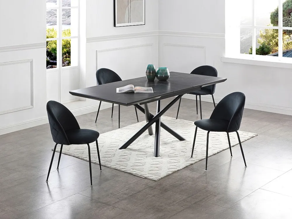 Set van 2 stoelen fluweel en roestvrij staal - Zwart - MELBOURNE