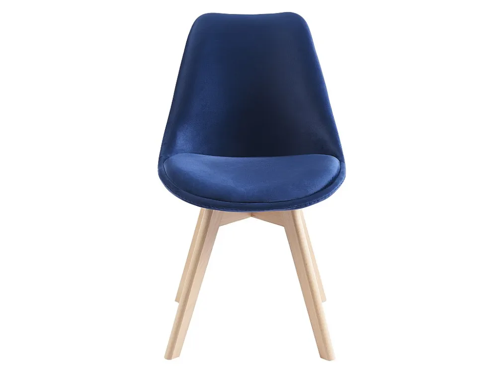Set van 6 stoelen fluweel en beuken - Blauw - JODY - Koop nu goedkoop online