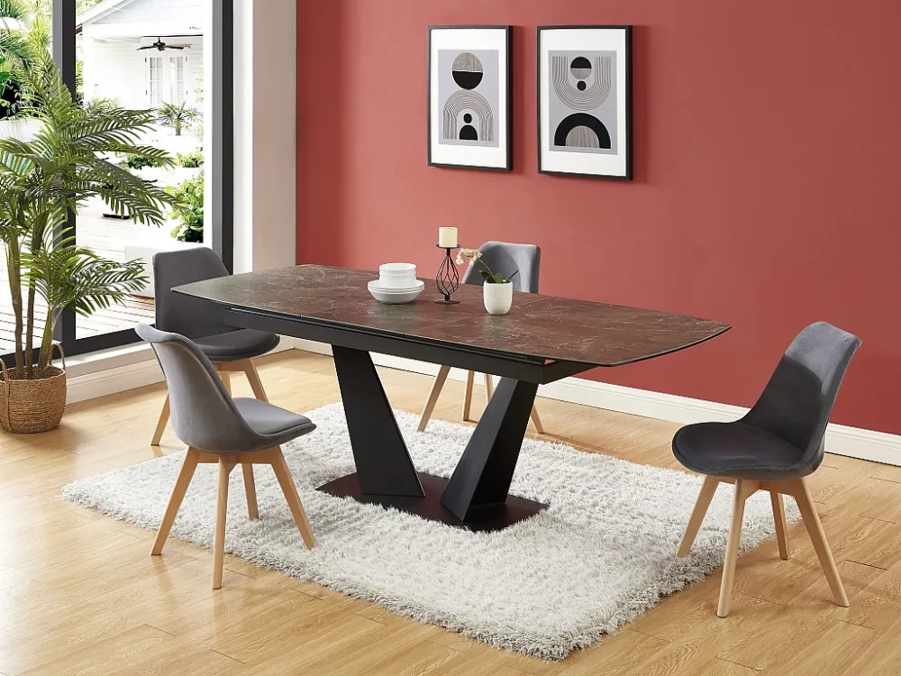 Set van 6 stoelen fluweel en beuken - Grijs - JODY - Koop nu goedkoop online