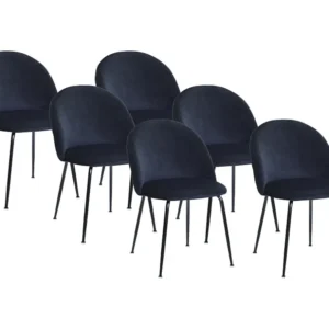 Set van 6 stoelen fluweel en roestvrij staal - Zwart - MELBOURNE