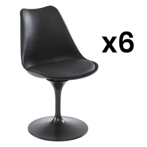Set van 6 stoelen polypropeen, kunstleer en metaal - Zwart - XAFY - Koop nu online