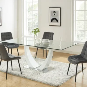 Set van 2 gestoffeerde stoelen - Velours en zwart metaal - Grijs - OLLUA