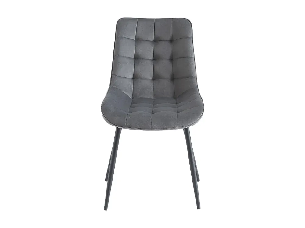 Set van 2 gestoffeerde stoelen - Velours en zwart metaal - Grijs - OLLUA