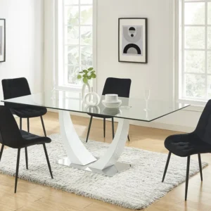 Set van 2 gestoffeerde stoelen - Velours en zwart metaal - Zwart - OLLUA