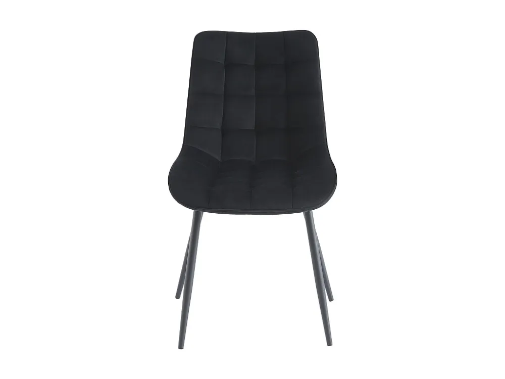 Set van 2 gestoffeerde stoelen - Velours en zwart metaal - Zwart - OLLUA