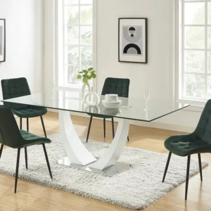 Set van 2 gestoffeerde stoelen - Velours en zwart metaal - Groen - OLLUA