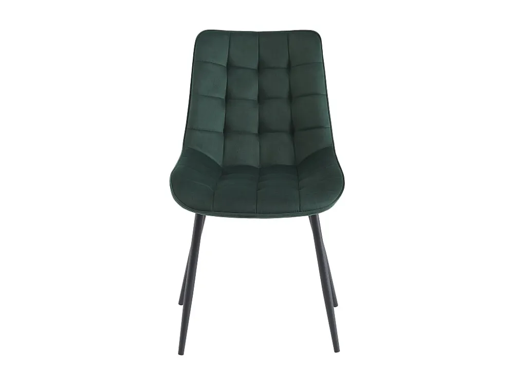 Set van 2 gestoffeerde stoelen - Velours en zwart metaal - Groen - OLLUA