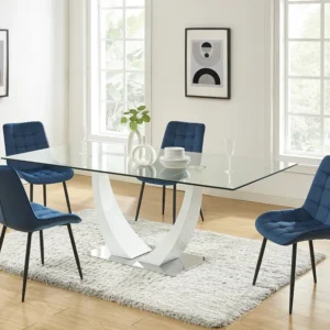 Set van 2 gestoffeerde stoelen - Velours en zwart metaal - Nachtblauw - OLLUA