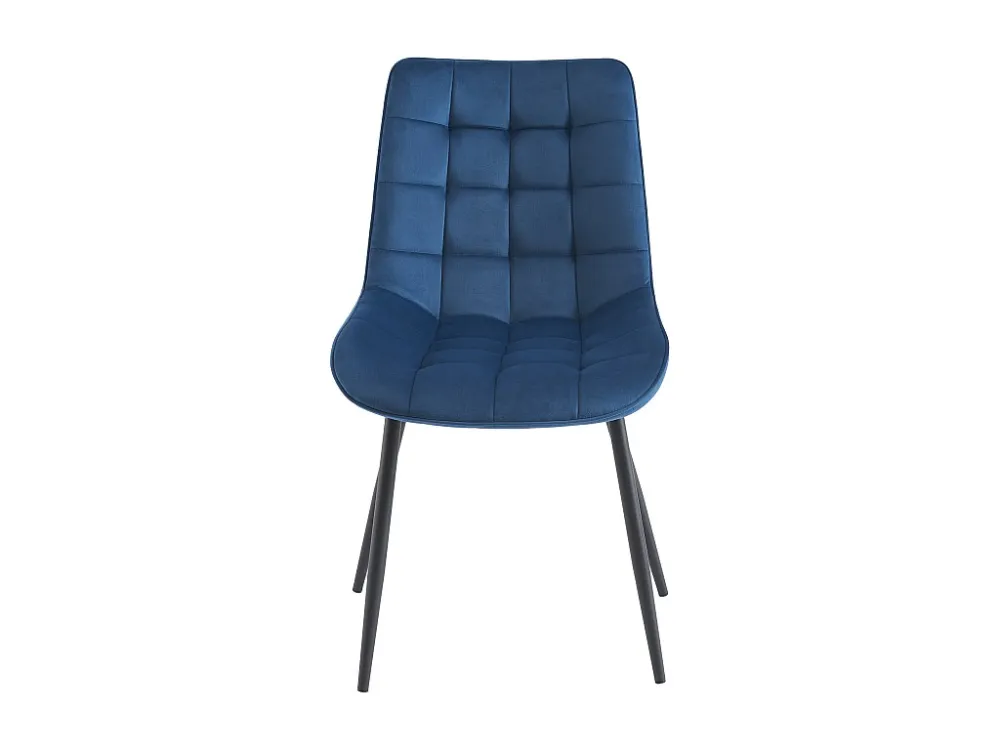 Set van 2 gestoffeerde stoelen - Velours en zwart metaal - Nachtblauw - OLLUA